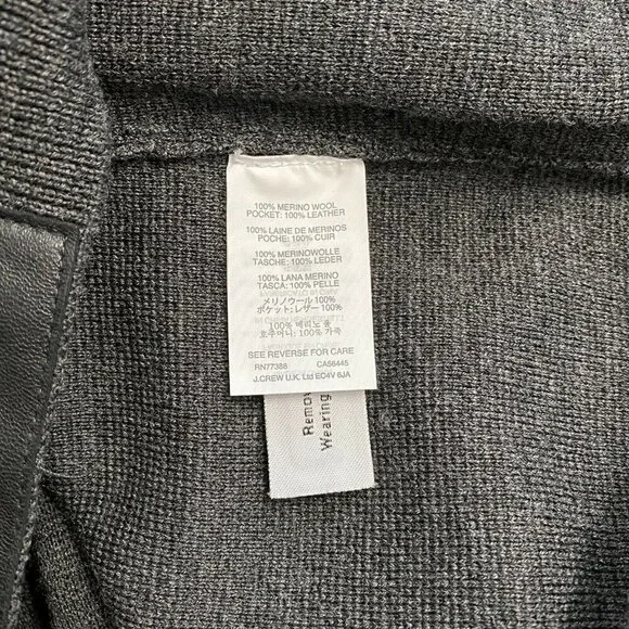 J. Crew Merino Wool Leather Pocket Tee Sweater Women's XS Grey - Picture 7 of 9